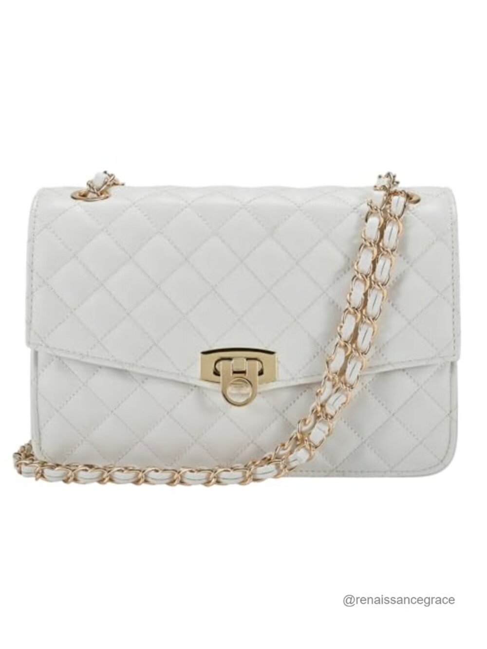 Quilted Vegan Leather Shoulder Bag Crossbody Purse for Women, Chain Strap